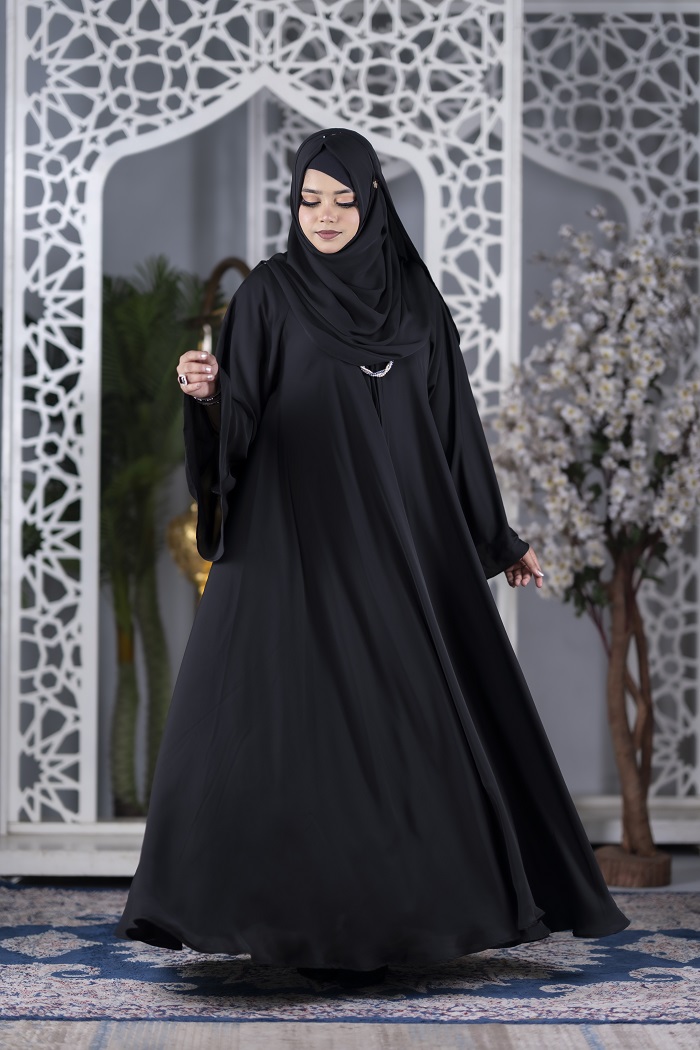 Premium Front-Zipper  Only Abaya-Black