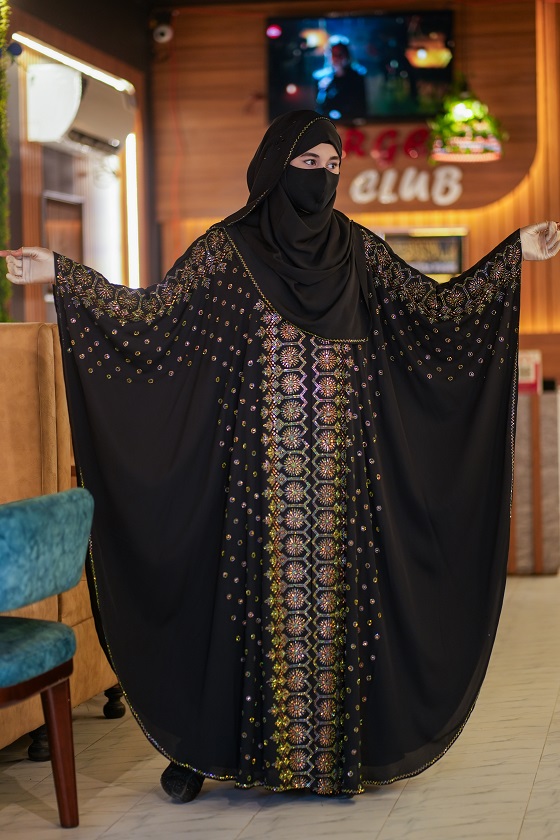 Gorgious Floral  Party Abaya (KADI -BLACK)