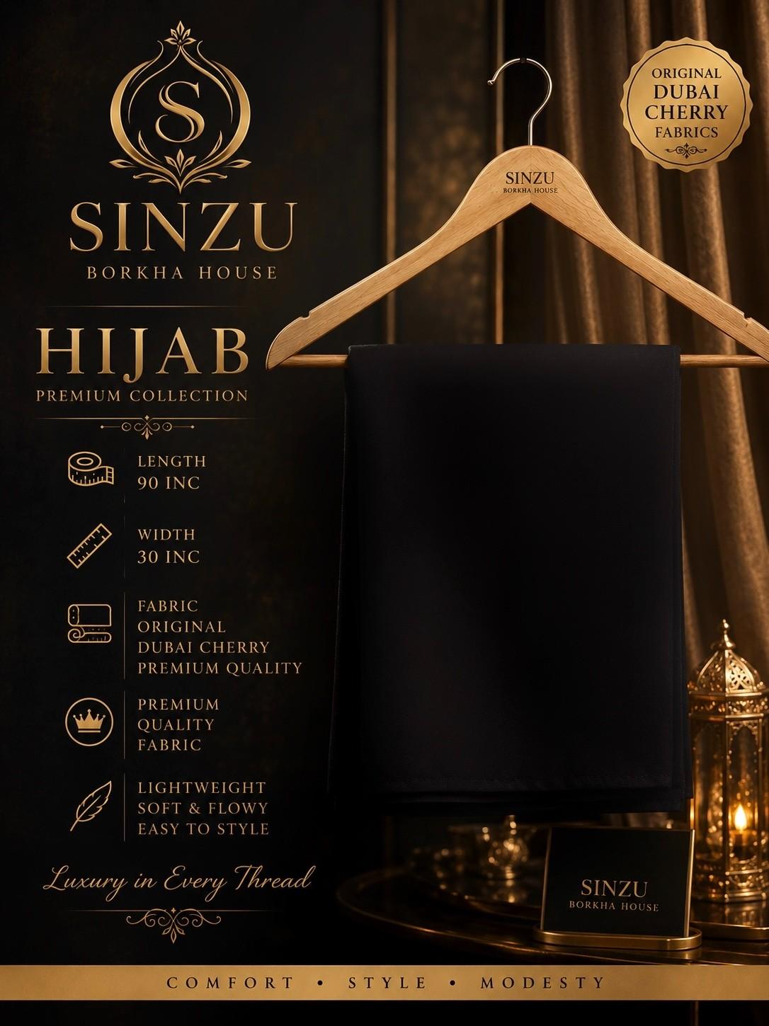 Matching Hizab (Black-কালো) (90/30 Inc)