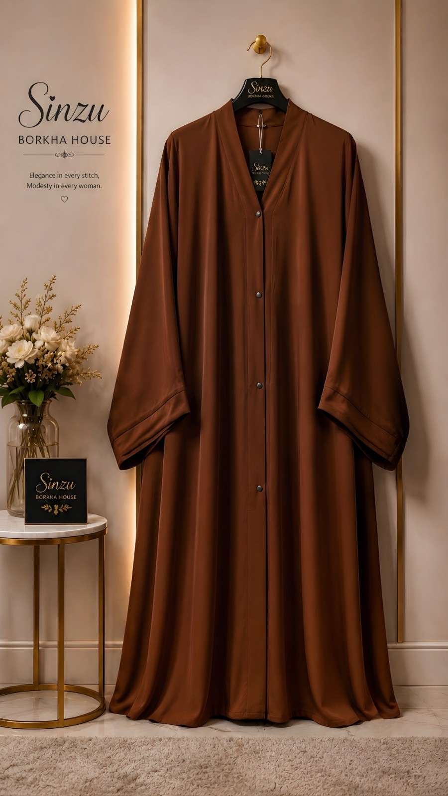 Simple Abaya Zafran (Burnt Orange-পোড়া কমলা)