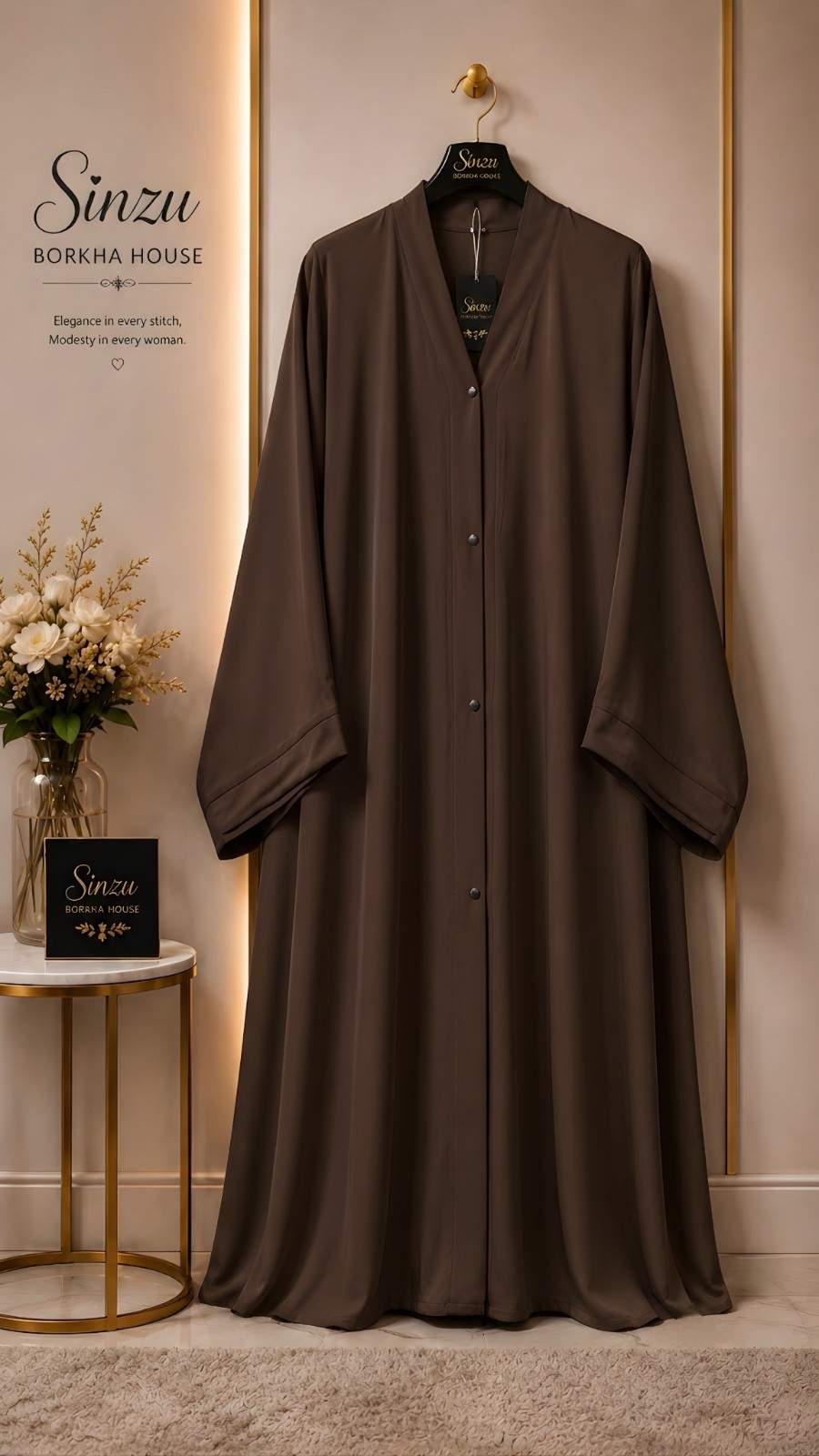Simple Abaya Zafran (Dark Coffee -ডার্ক কফি)