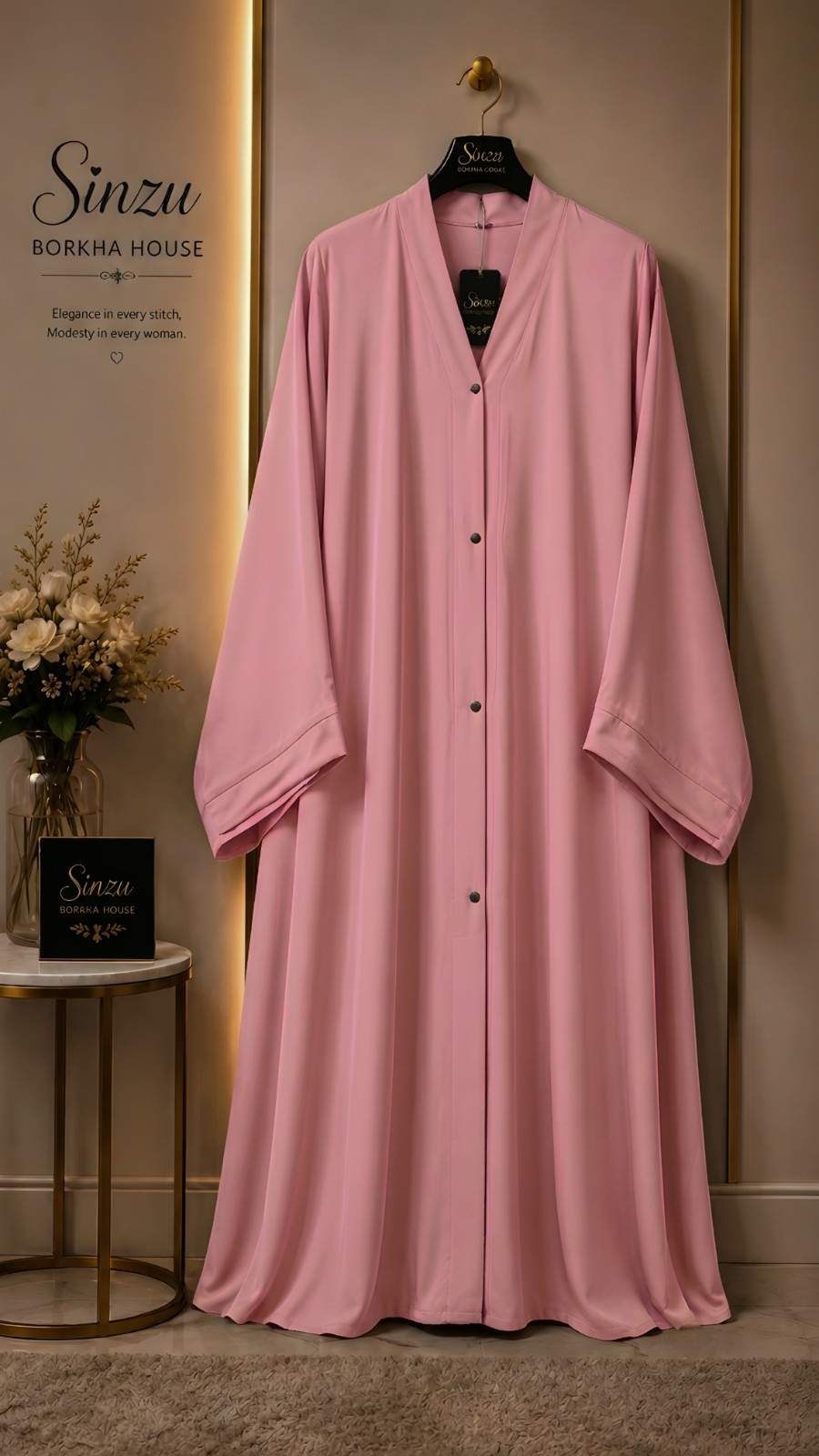 Simple Abaya Zafran (Soft Pink-হালকা গোলাপি)