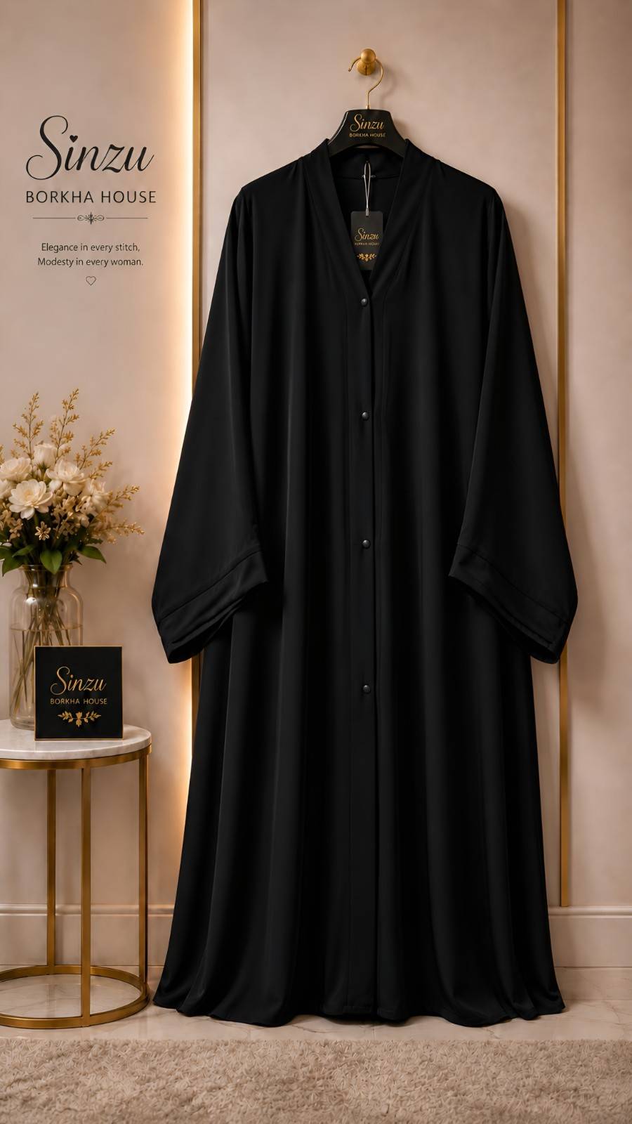 Simple Abaya Zafran (Black-কালো)